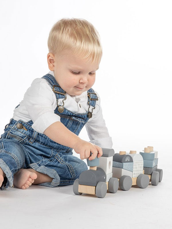 Label Label - stapeltrein - blauw