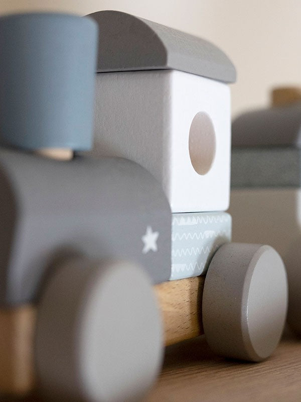 Label Label - stapeltrein - blauw