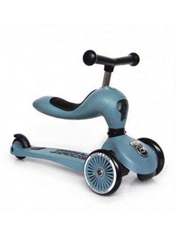 Scoot and Ride - Highwaykick 1 - Steel step- en loopfiets in blauw met verstelbare zadel en stuur.